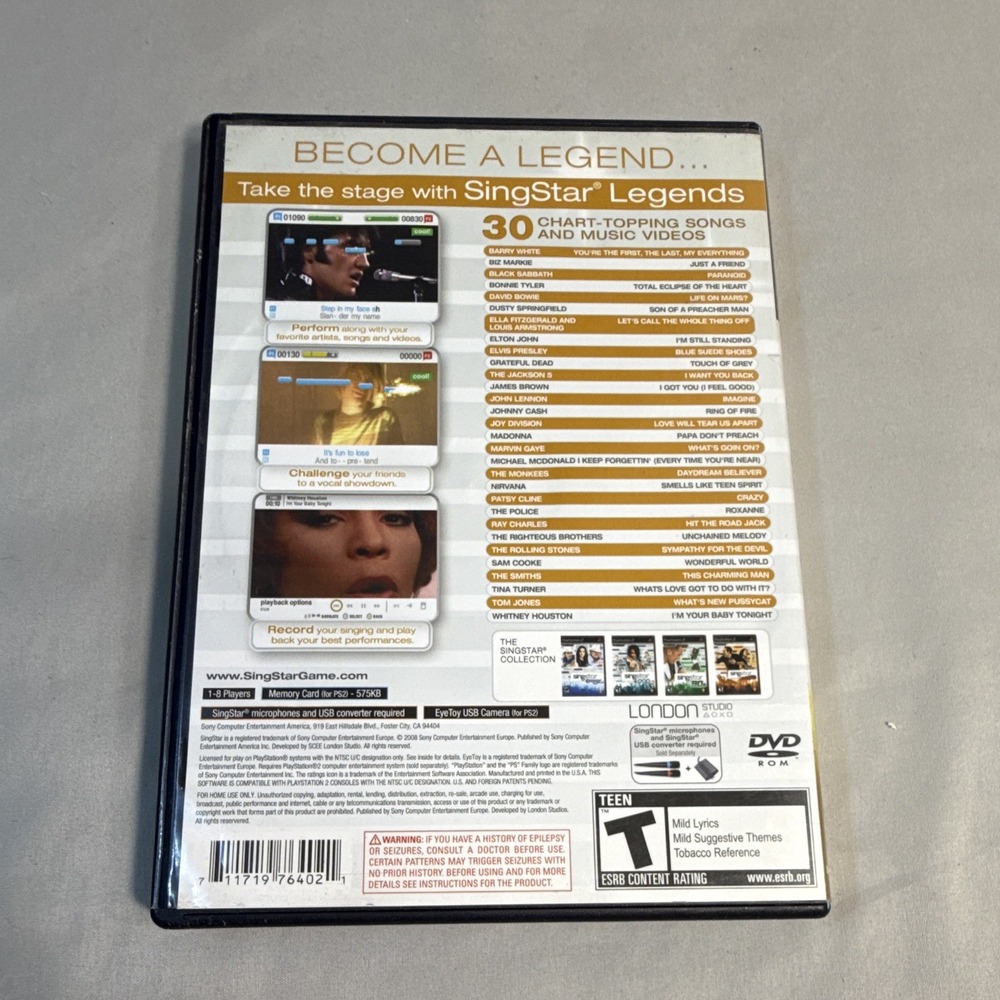 Sony SingStar Legends (2008) PS2 T Music Karaoke Manual Multiplayer NTSC-U/C - Picture 2 of 4